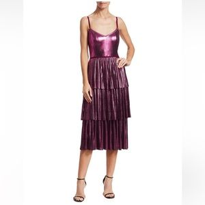 Marchesa Notte metallic midi dress
